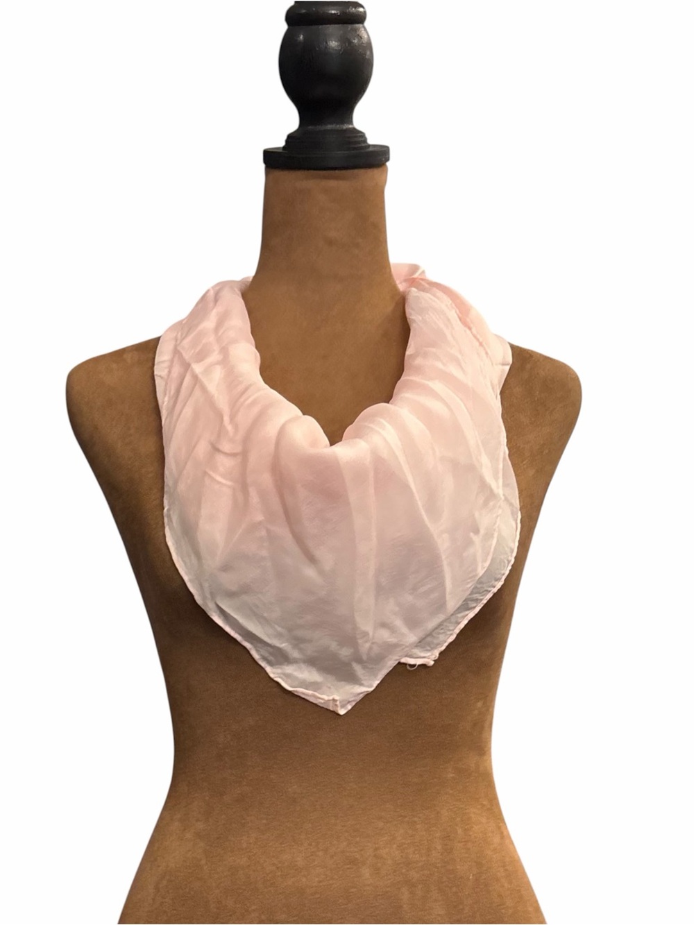 Rectangular Square Scarf Sheer Pale Pink Rayon 28x30 Vintage Japan